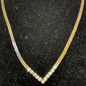 Goldtone necklace with rhinestones 16”